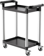 VEVOR Utility Cart, 300 lbs Load Capacity, 2-Tier Utility Plastic Cart with 360° Swivel Wheels (2 with Brakes), 24.4 x 16.1-inch Food Service Cart for Warehouse, Office, Home, Restaurant, Kitchen by VEVOR