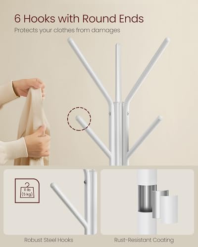 VASAGLE Coat Rack Freestanding, Hall Tree with 2 Shelves - Image 6