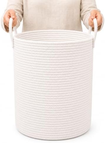 OrganiHaus Tall Cotton Rope Laundry Basket & Hamper, Blanket Storage 52L by OrganiHaus