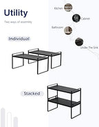 Nxconsu Stackable Cabinet Shelf Organizer 2 Pack, Standard Black - Image 5