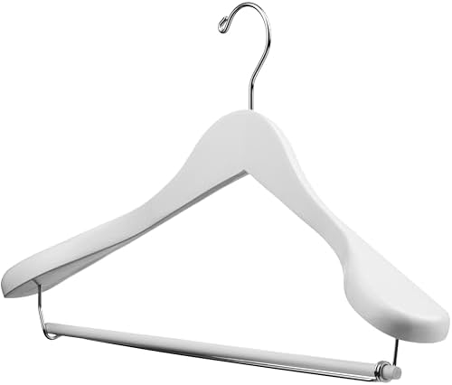 DEILSY™ White Suit Hangers for Men with Non-Slip Pants Bar & 360° Swivel Hook - Smooth Finish Wooden Coat Hangers, Heavy Duty Wooden Hanger – Pack of 6 - Image 2