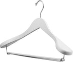 DEILSY™ White Suit Hangers for Men with Non-Slip Pants Bar & 360° Swivel Hook - Smooth Finish Wooden Coat Hangers, Heavy Duty Wooden Hanger – Pack of 6 - Image 2