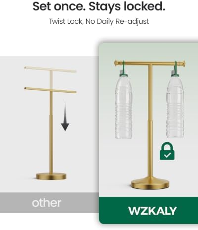 Gold Freestanding Hand Towel Holder Countertop, Height Adjustable - Image 4