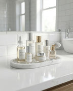 OOBOOB Oval Natural Marble Bathroom Tray for Decor Countertop, Marble Vanity Tray for Candles Perfume, Jewelry, Cosmetics, Elegant Vanity Organizer for Jewelry, Perfume (Star White, 9.84*4.72*0.7) - Image 7
