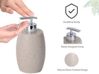 Clasin Home Beige Bathroom Accessories Set 3 PC, Resin Sandstone Look Soap Dispenser, Toothbrush Cup, Soap Dish, Bathroom Soap Dispenser Set for Home Decor and Kitchen - Image 5