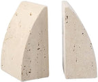 Koville Travertine Bookends for Shelves, Large Stone Bookends for Heavy Books, Non-Slip Heavy Duty Book Stopper for CD/Movies, Aesthetic Decorative Book Ends for Bookshelf Table Home Decor(Beige) by Koville