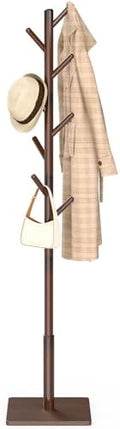 Wooden Coat Rack Freestanding with Stable Square Base,Brown by YheenLf