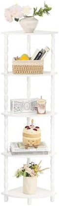 MaxSmeo Corner Bookshelf, 5-Tier Corner Shelf Stand, Modern Corner Plant Shelves with Storage, for Bedroom, Bathroom, Kitchen, Living Room (White) by MaxSmeo