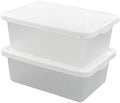 14 Quart Clear Storage Box, Underbed Plastic Latch Box with White Lids, 2-Pack by Ucake