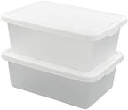 14 Quart Clear Storage Box, Underbed Plastic Latch Box with White Lids, 2-Pack by Ucake