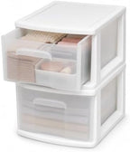 HOMZ 1 Drawer Storage Cart, Medium Plastic Container, White Frame, 2 Pack by Homz