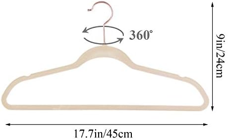 VECELO Premium Velvet Clothes Hangers Suit Heavy Duty (60 Pack)-Non Slip & Space-Saving with 8 Finger Clips & Tie Rack Excellent for Men and Women,Beige - Image 7