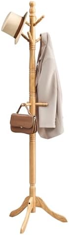 VASAGLE Freestanding Coat Rack, Rubber Wood Coat Tree with 10 Hooks by VASAGLEbySONGMICSHOME