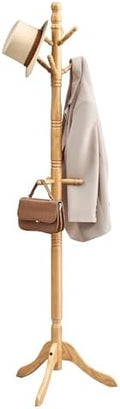 VASAGLE Freestanding Coat Rack, Rubber Wood Coat Tree with 10 Hooks by VASAGLEbySONGMICSHOME