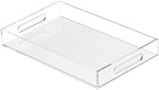 Acrylic Tray 15x10 with Cut Handles - Spill Proof Decorative Tray is an Ideal Countertop Organizer for Living Rooms, Ottoman Coffee Tables, Offices, Kitchens & Serving Guests by Unknown