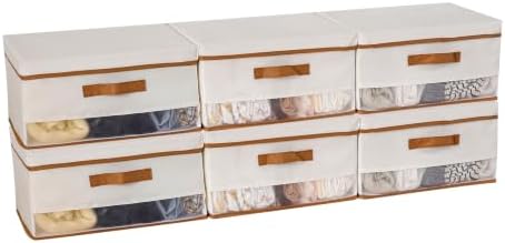 Large Closet Organizer Storage Bins with Lid and Handles, 6 Pack by GOXITAX