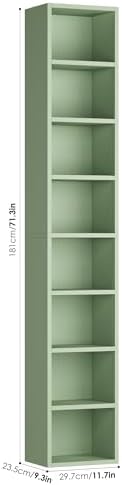 FOTOSOK Bookshelf Bookcase 8-Tier Narrow Bookshelf Tall CD Media Tower Rack - Image 3