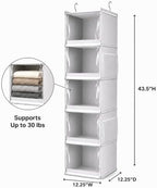 Vailando 5-Shelf Hanging Closet Organizer with Clear Dust Covers, Gray - Image 3