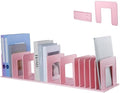 Adjustable Vertical File Sorter Sturdy Plastic Expandable Upright File Holder, Desktop Binder Organizer, School Office File Organizer Bookshelf Divider, Assemble Easily Endlessly, Pink by LuluEasy