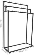 Floor Mounted Belt Hanger - Black, 3-Tier Metal Belt Display Stand with 39 Hooks, Freestanding Tie Scarf Rack Organizer for Men Closet Clothing Retail Store, 39.4"x15.7"x59.1" (100x40x150cm) - Image 5