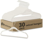 30 Pack White Velvet Hangers, Ultra Slim Non-Slip Felt Coat Suit Hangers with Space Saving 360° Swivel Hook, Modern Clean Look for Closet Organization by PerfecasaHomeDecoration