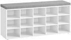 VASAGLE Shoe Bench with Cushion, 15 Compartments, 11.8 x 41.3 x 18.9 Inches by VASAGLEbySONGMICSHOME