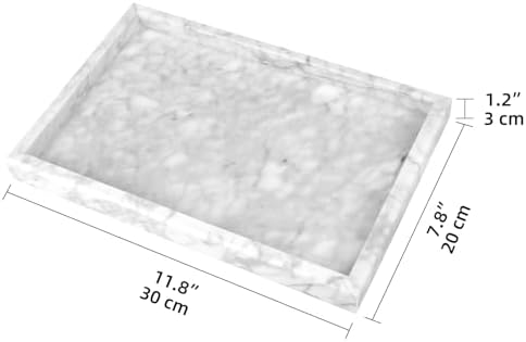 Marble Bathroom Vanity Tray, Carrara White, 12"x 8" x1.2" - Image 2