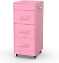 Salon Trolley Cart with Wheels, 3-Drawer Rolling Hair Styling Station, Mobile Beauty Trolley with Hot Tools Holder, Storage for Salon, Barbershop, Spa & Tattoo, Pink by OmySalon