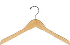 NAHANCO 17” Flat Wooden Shirt Hanger, No Notches, Natural Gloss, 25 Pack by National+Hanger+Company%2C+Inc.