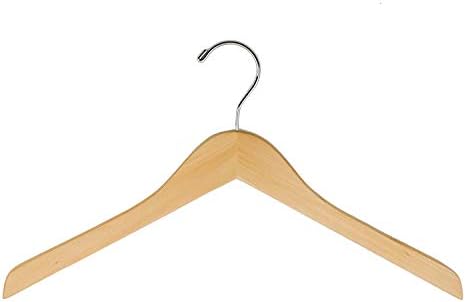 NAHANCO 17” Flat Wooden Shirt Hanger, No Notches, Natural Gloss, 25 Pack by National+Hanger+Company%2C+Inc.