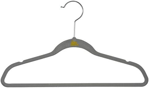 Simplify 100 Pack Kids Velvet Hangers | Slim | Non-Slip Design | Space Saving | Childrens Clothes | Shirts | Pants | Dresses | Baby Nursery | Closet Storage & Organization | Light Grey - Image 2