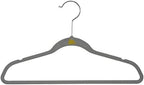 Simplify 100 Pack Kids Velvet Hangers | Slim | Non-Slip Design | Space Saving | Childrens Clothes | Shirts | Pants | Dresses | Baby Nursery | Closet Storage & Organization | Light Grey - Image 2