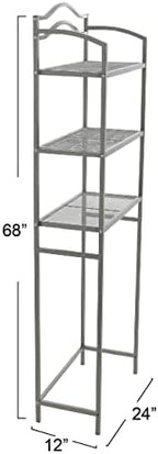 Household Essentials 3-Tier Metal Over the Toilet Bathroom Storage Shelf, Silver - Image 3
