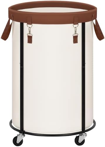 STORAGE MANIAC Rolling Laundry Hamper with Wheels 110L Laundry Basket, Round Laundry Cart with Metal Frame and Removable Bag, Clothes Hamper for Bedroom, Bathroom, Dorm Room, Laundry Room, Beige by STORAGEMANIAC