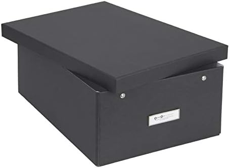 Bigso Box of Sweden Katia Collapsible Storage Box with Labelframe for Easy Identification - Simple Assembly Without Tools - Decorative Storage Boxes with Lids - 11.3in x 15.4in x 6.4in - Dark Grey - Image 2