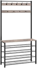 HOOBRO Hall Tree, Coat Rack with Shoe Rack, 39.4" Hall Tree with Bench, 5 Tier Shoe Storage Organizer with 9 Hooks for Entryway, Closet, Sturdy, Industrial, Greige and Black BG801MT01 by HOOBRO