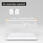 Dish Racks for Kitchen Counter: Wooden Handles, Thickened Metal, No Assembly. Small Dish Drying Rack: Ideal for Small Households. Drying Rack Kitchen: White - Image 6