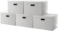 PRANDOM Large Collapsible Storage Containers with Lids [5-Pack] Fabric Foldable Storage Bins Boxes Organizer Baskets Cube with Cover for Home Bedroom Closet Office Beige(17.3x11.8x11.8) by Prandom