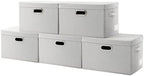 PRANDOM Large Collapsible Storage Containers with Lids [5-Pack] Fabric Foldable Storage Bins Boxes Organizer Baskets Cube with Cover for Home Bedroom Closet Office Beige(17.3x11.8x11.8) by Prandom