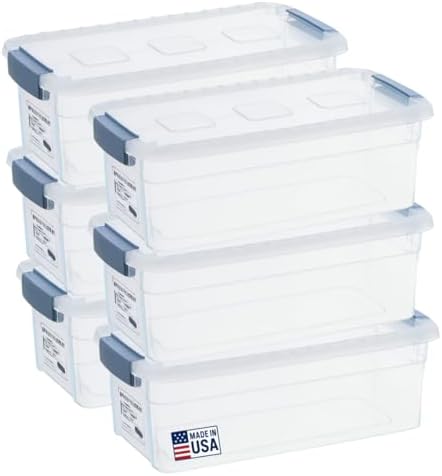 Tribello Plastic Storage Containers with Lids, Clear Plastic Storage Bins with Lids Stackable, 6 Pack - Made In USA (6 Quart) by Tribello
