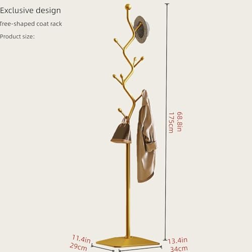 8-Hook Metal 68.8in Freestanding Coat Rack Stand, Coat Tree - Image 2
