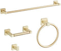 Brusehd Light Gold Bathroom Hardware Set 4 Pieces,Bathroom Accessories Set Stainless Steel Wall Mounted, Hand Towel Bar, Towel Ring, Robe Towel Hooks,Toilet Paper Holder,Towel Bar Set, 23.6 Inch… by bluebyrne