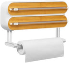 Magnetic Plastic Wrap Dispenser with Cutter - Quasziwa Refillable Tin Foil and Plastic Wrap Organizer for Kitchen, Aluminum Foil Dispenser with Paper Towel Holder Wall Mount - Fits 12" Roll, White by Quasziwa