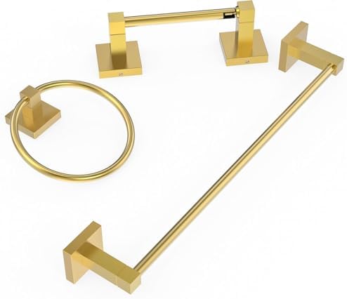 RUACQ Bathroom Accessories, 3-Piece Bathroom Hardware Set, Brushed Gold - Image 7