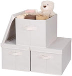WUIKE Fabric Storage Bins with Lids, Beige, Extra Large, 3-Pack by WUIKE