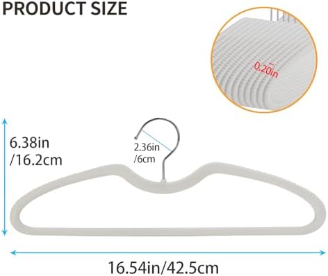 30 Pack Velvet Hangers, Short Neck Non Slip Slim Hangers with 360° Swivel Hook, Space Saving Clothes Hangers for Shirts, Dresses, Sweaters, White - Image 2