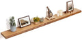 FLYJOE Floating Shelves for Wall Decor, Rustic Solid Elm Wood Live Edge Floating Shelves Wall Mounted, Wall Shelves with Invisible Bracket for Living Room Bathroom Bedroom Kitchen, 72 Inch, Natural by FLYJOE