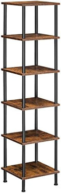 HOOBRO 6-Tier Corner Shelf, Corner Square Rack Display Shelf, Tall Storage Rack Plant Stand, Bookcase for Small Spaces, Living Room, Home Office, Kitchen, Rustic Brown and Black BF55CJ01 by HOOBRO