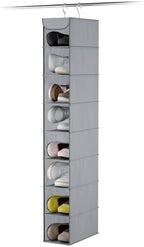 Whitmor Hanging Shoe Organizer, 8 Shelves-Hanging Closet Organizer, Hanging Shoe Rack for Small Closet, Hanging Shelves for Storage Shoes Clothes 11.5" D x 5.5" W x 41" H, Gray by Whitmor