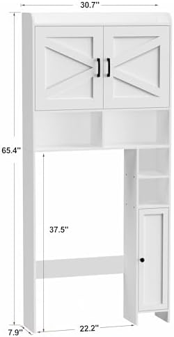 Homhedy Wooden Over The Toilet Storage Cabinet with Barn Door - Image 2